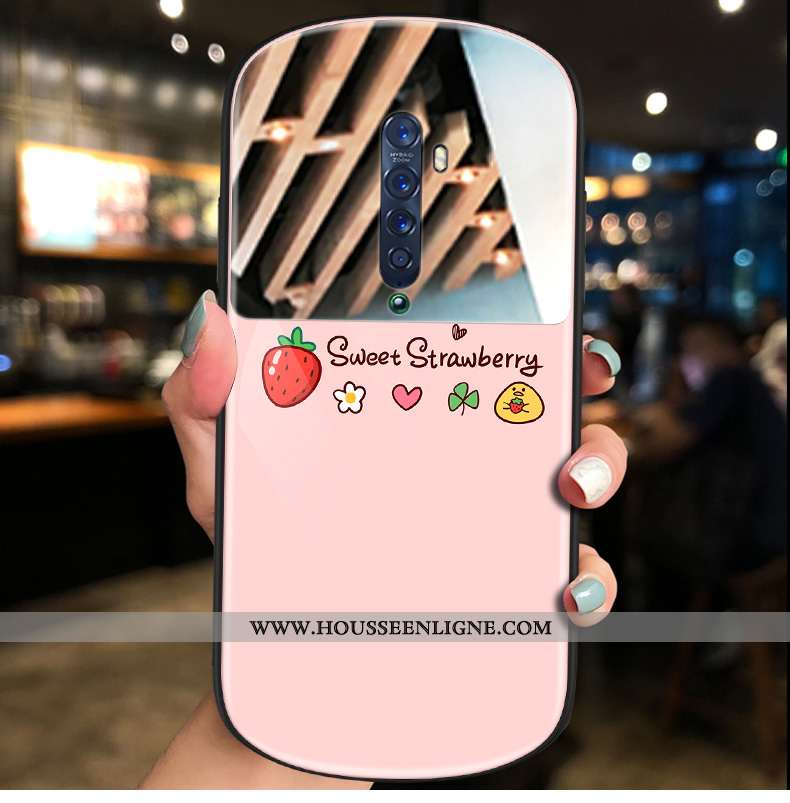 Housse Oppo Reno2 Z Tendance Téléphone Portable Net Rouge Nouveau Rond Coque Jaune