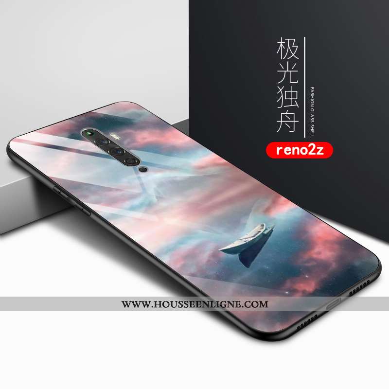 Housse Oppo Reno2 Z Verre Créatif Téléphone Portable Rose Clair Vent Coque