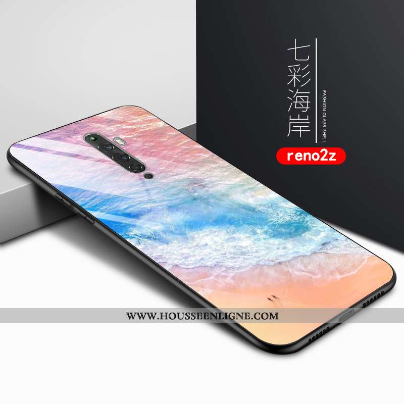 Housse Oppo Reno2 Z Verre Créatif Téléphone Portable Rose Clair Vent Coque