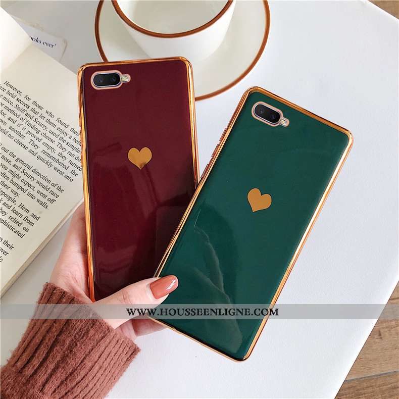 Housse Oppo Rx17 Neo Fluide Doux Mode Placage Vert Téléphone Portable Simple Incassable Verte