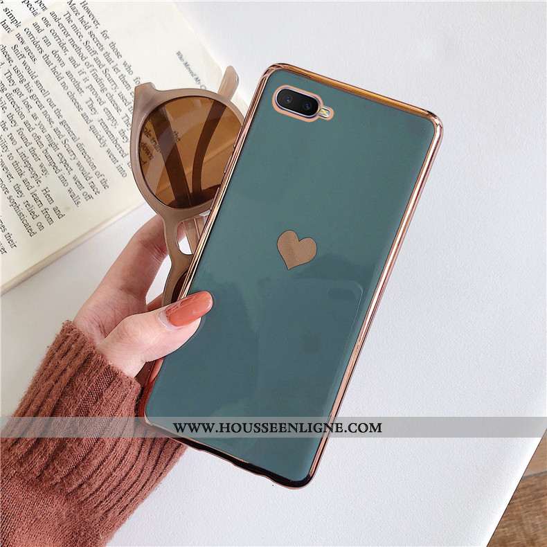 Housse Oppo Rx17 Neo Fluide Doux Mode Placage Vert Téléphone Portable Simple Incassable Verte