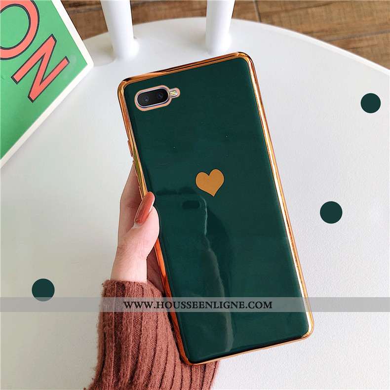 Housse Oppo Rx17 Neo Fluide Doux Mode Placage Vert Téléphone Portable Simple Incassable Verte
