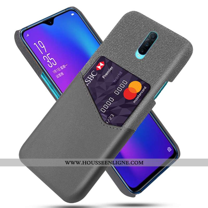 Housse Oppo Rx17 Pro Personnalité Cuir Téléphone Portable Étui Protection Incassable Coque Gris