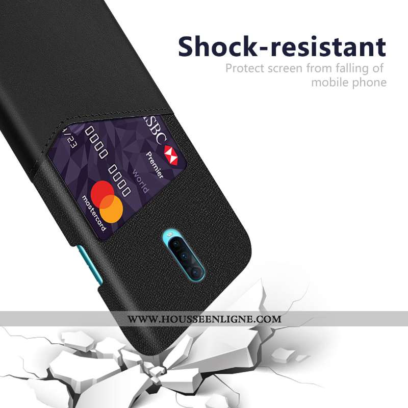 Housse Oppo Rx17 Pro Personnalité Cuir Téléphone Portable Étui Protection Incassable Coque Gris