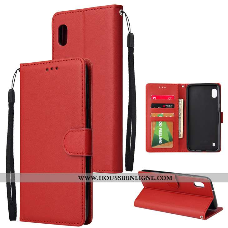 Housse Samsung Galaxy A10 Cuir Fluide Doux Téléphone Portable Rose Étoile Tout Compris Étui