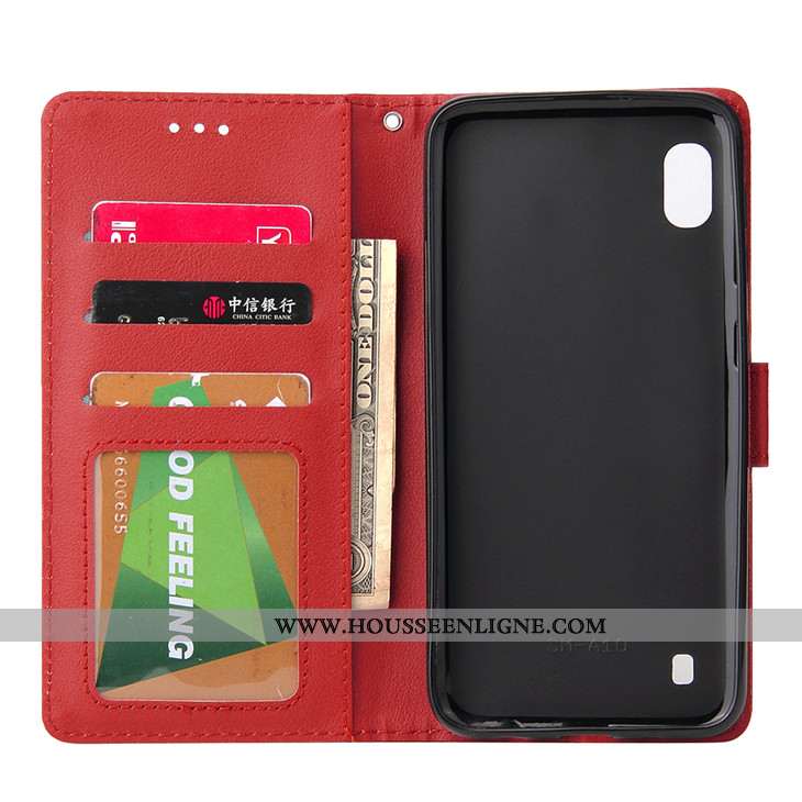 Housse Samsung Galaxy A10 Cuir Fluide Doux Téléphone Portable Rose Étoile Tout Compris Étui