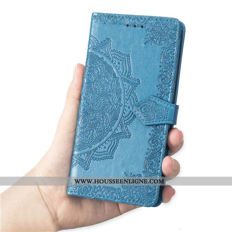 Housse Samsung Galaxy A10 Cuir Fluide Doux Étui Coque Bleu Téléphone Portable