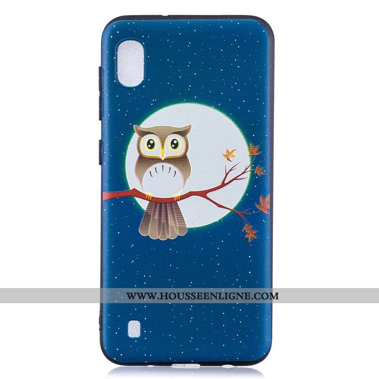 Housse Samsung Galaxy A10 Délavé En Daim Dessin Animé Téléphone Portable Bleu Marin Tendance Étoile 