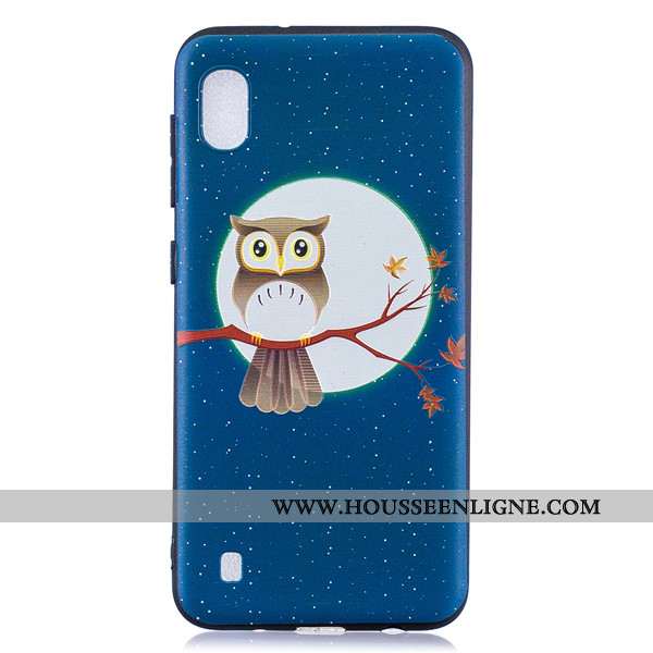 Housse Samsung Galaxy A10 Délavé En Daim Dessin Animé Téléphone Portable Bleu Marin Tendance Étoile 