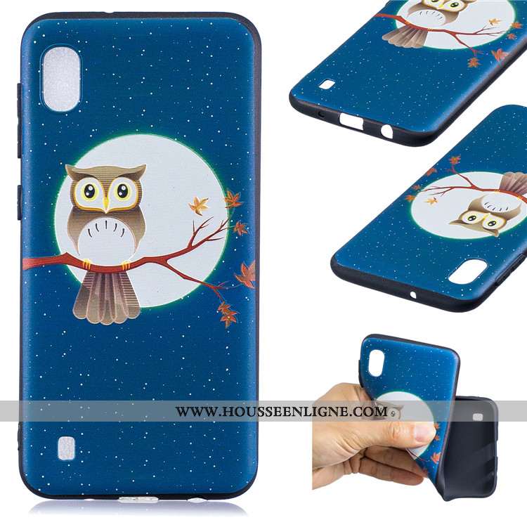 Housse Samsung Galaxy A10 Délavé En Daim Dessin Animé Téléphone Portable Bleu Marin Tendance Étoile 