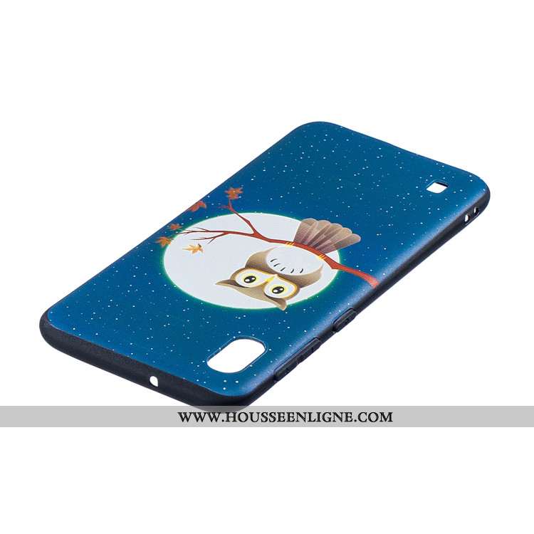Housse Samsung Galaxy A10 Délavé En Daim Dessin Animé Téléphone Portable Bleu Marin Tendance Étoile 