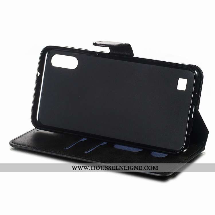 Housse Samsung Galaxy A10 Modèle Fleurie Fluide Doux Petit Bovins Étui Protection Noir