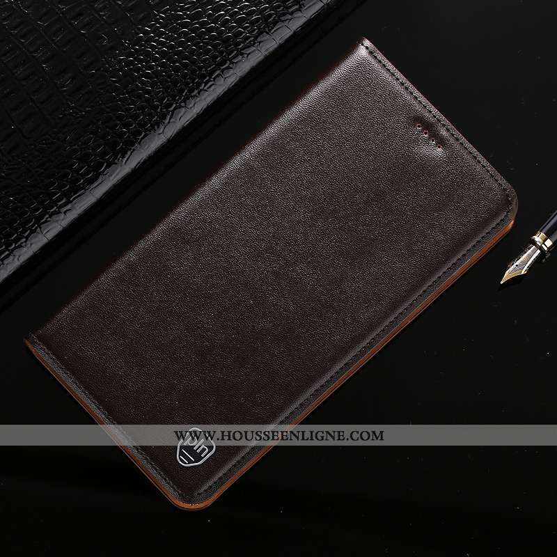 Housse Samsung Galaxy A10 Modèle Fleurie Protection Marron Cuir Véritable Incassable Étoile