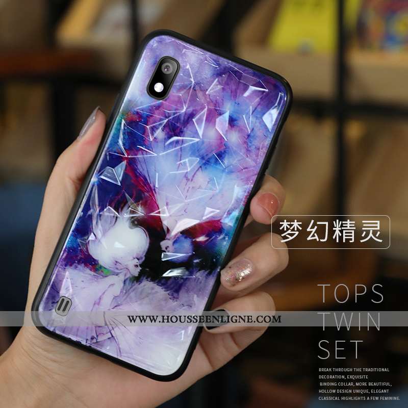 Housse Samsung Galaxy A10 Silicone Protection Personnalité Étui Amoureux Fluide Doux Verre Bleu