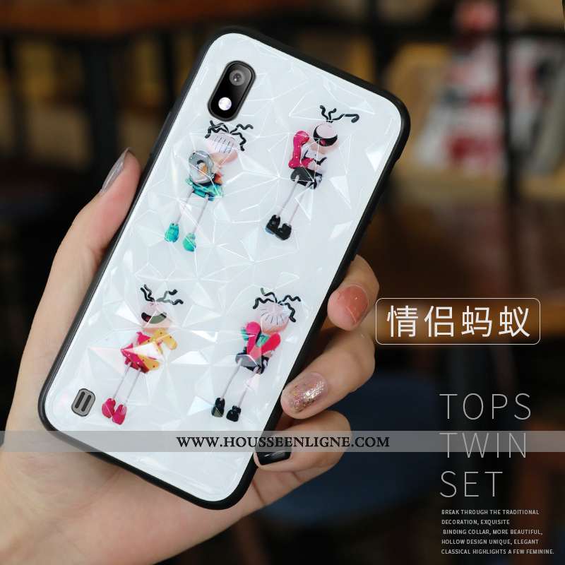 Housse Samsung Galaxy A10 Silicone Protection Personnalité Étui Amoureux Fluide Doux Verre Bleu