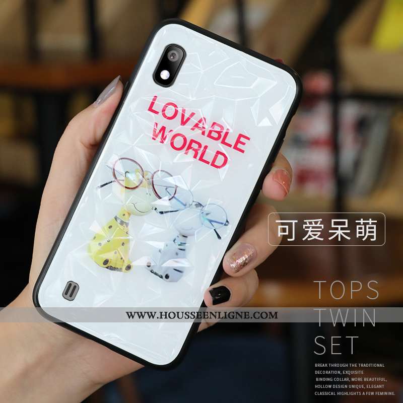 Housse Samsung Galaxy A10 Silicone Protection Personnalité Étui Amoureux Fluide Doux Verre Bleu