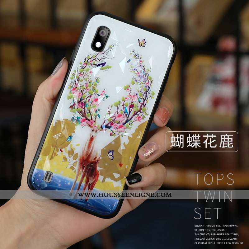 Housse Samsung Galaxy A10 Silicone Protection Personnalité Étui Amoureux Fluide Doux Verre Bleu