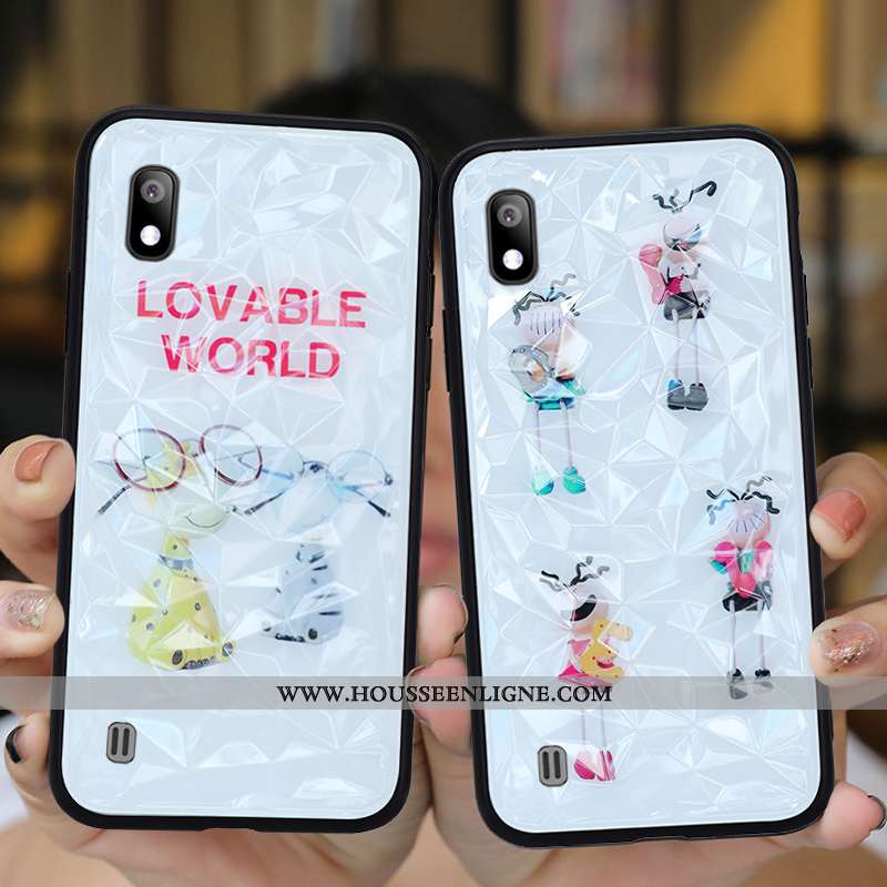Housse Samsung Galaxy A10 Silicone Protection Personnalité Étui Amoureux Fluide Doux Verre Bleu