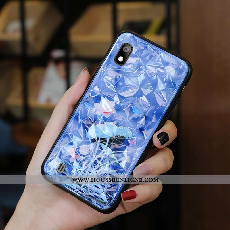 Housse Samsung Galaxy A10 Silicone Protection Personnalité Étui Amoureux Fluide Doux Verre Bleu
