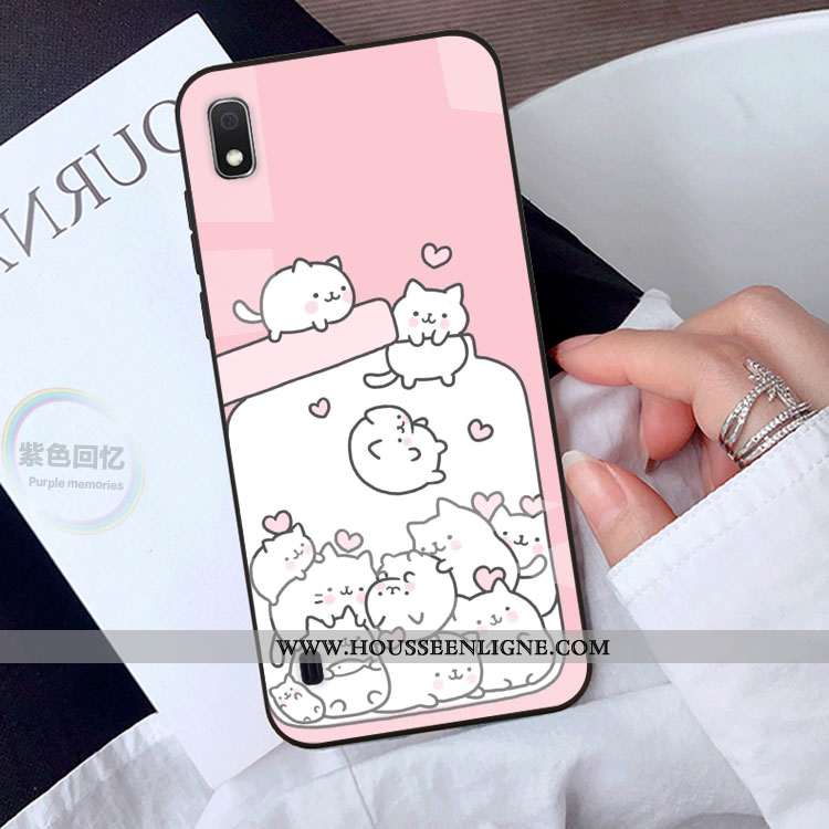 Housse Samsung Galaxy A10 Verre Dessin Animé Charmant Jaune Téléphone Portable Coque Protection