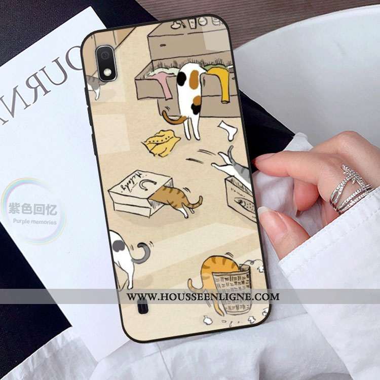 Housse Samsung Galaxy A10 Verre Dessin Animé Charmant Jaune Téléphone Portable Coque Protection