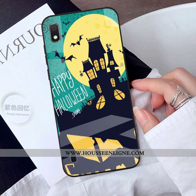 Housse Samsung Galaxy A10 Verre Dessin Animé Charmant Jaune Téléphone Portable Coque Protection