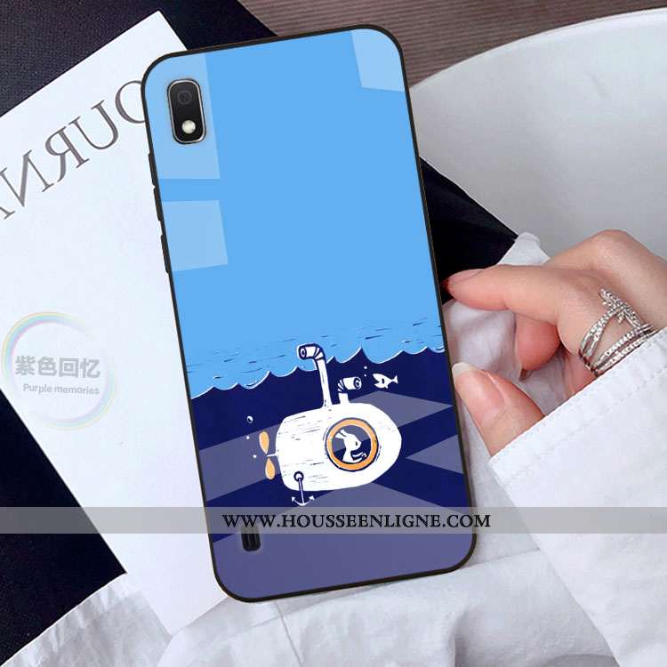 Housse Samsung Galaxy A10 Verre Dessin Animé Charmant Jaune Téléphone Portable Coque Protection