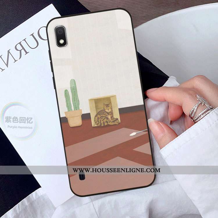 Housse Samsung Galaxy A10 Verre Dessin Animé Charmant Jaune Téléphone Portable Coque Protection