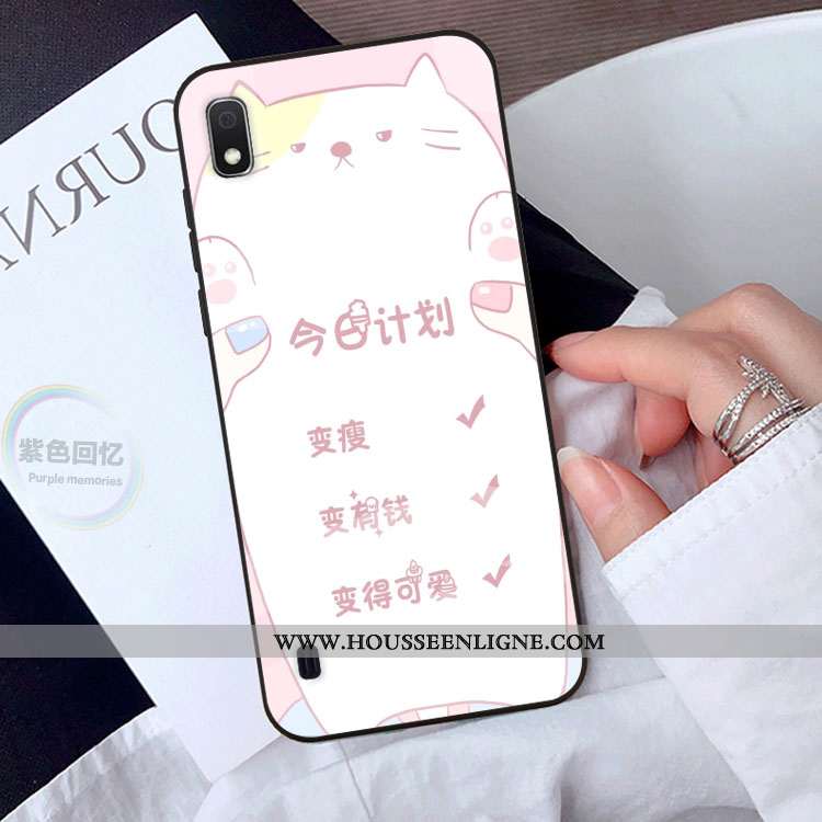 Housse Samsung Galaxy A10 Verre Dessin Animé Charmant Jaune Téléphone Portable Coque Protection