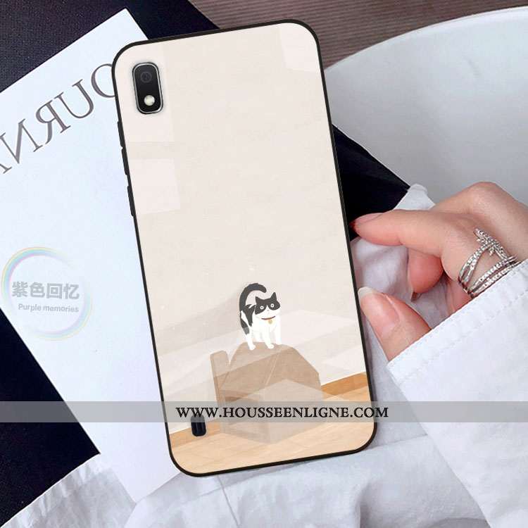 Housse Samsung Galaxy A10 Verre Dessin Animé Charmant Jaune Téléphone Portable Coque Protection