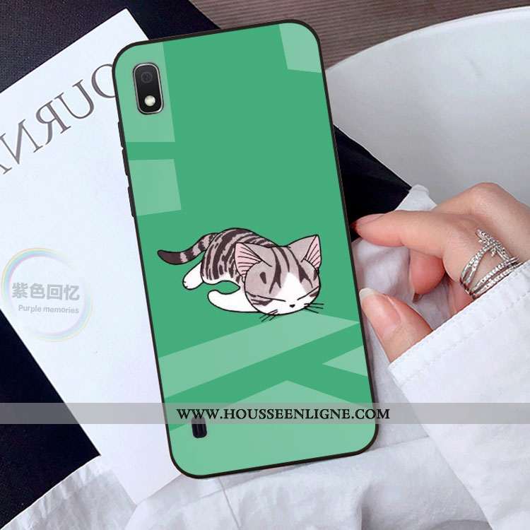 Housse Samsung Galaxy A10 Verre Dessin Animé Charmant Jaune Téléphone Portable Coque Protection