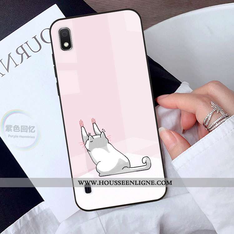 Housse Samsung Galaxy A10 Verre Dessin Animé Charmant Jaune Téléphone Portable Coque Protection