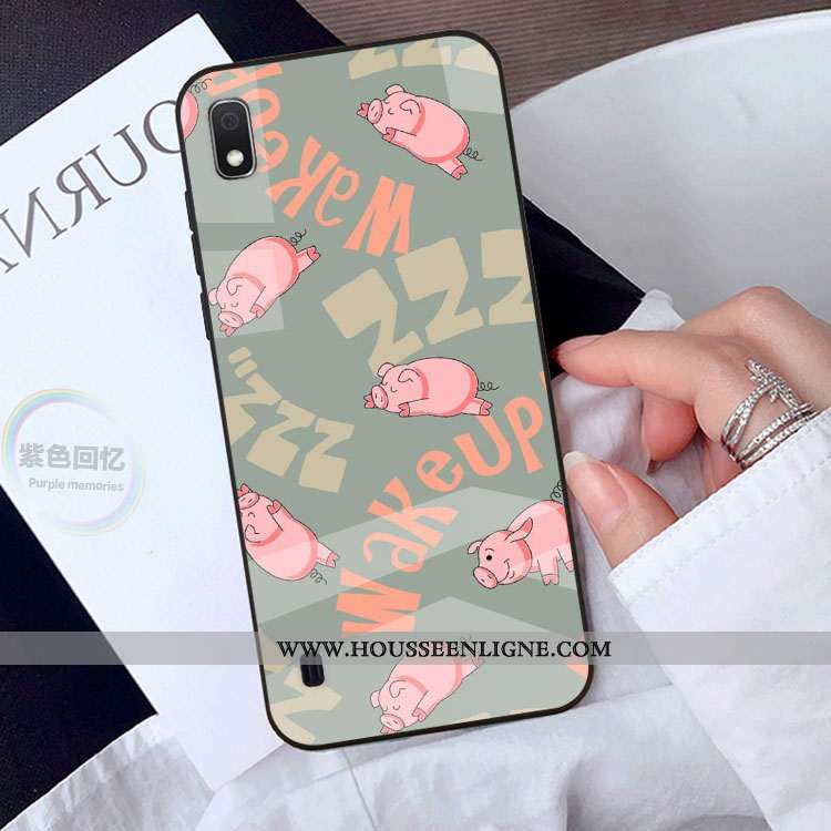 Housse Samsung Galaxy A10 Verre Dessin Animé Charmant Jaune Téléphone Portable Coque Protection
