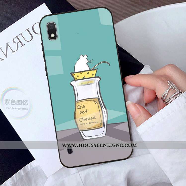 Housse Samsung Galaxy A10 Verre Dessin Animé Charmant Jaune Téléphone Portable Coque Protection