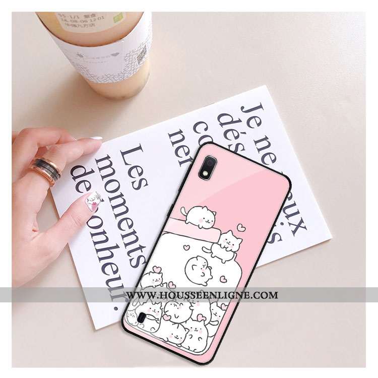 Housse Samsung Galaxy A10 Verre Dessin Animé Charmant Jaune Téléphone Portable Coque Protection