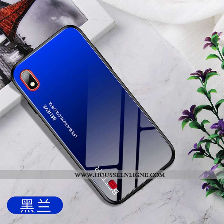 Housse Samsung Galaxy A10 Verre Protection Coque Étui Téléphone Portable Étoile Bleu Marin Bleu Fonc