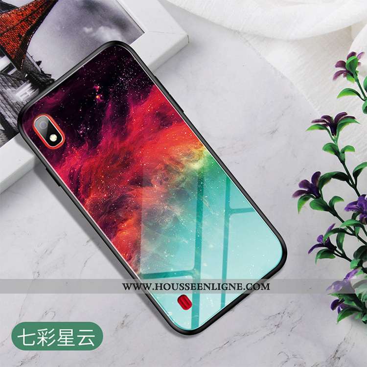 Housse Samsung Galaxy A10 Verre Protection Coque Étui Téléphone Portable Étoile Bleu Marin Bleu Fonc