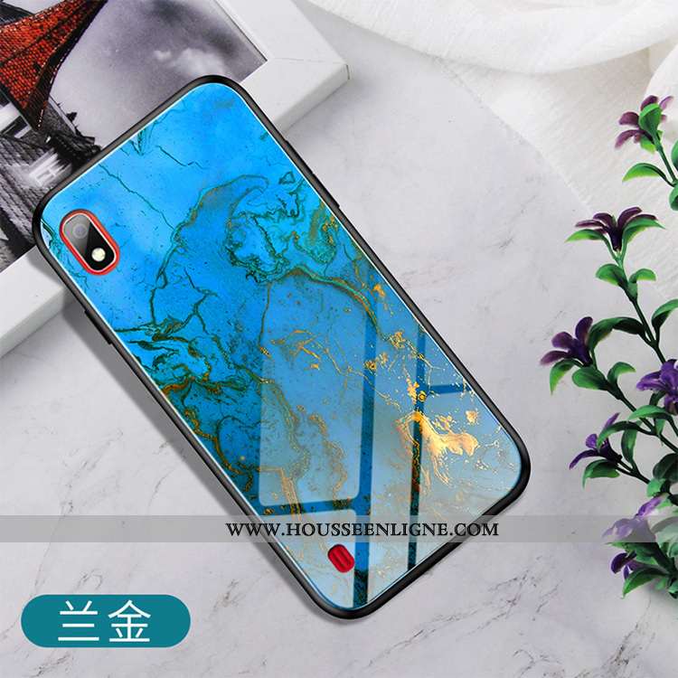 Housse Samsung Galaxy A10 Verre Protection Coque Étui Téléphone Portable Étoile Bleu Marin Bleu Fonc