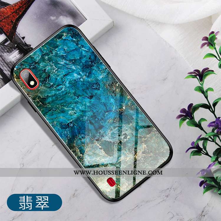 Housse Samsung Galaxy A10 Verre Protection Coque Étui Téléphone Portable Étoile Bleu Marin Bleu Fonc