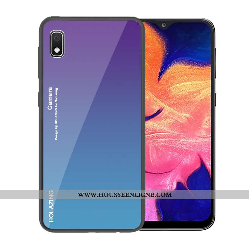 Housse Samsung Galaxy A10 Verre Tendance Téléphone Portable Coque Dégradé Étoile Protection Bleu Fon