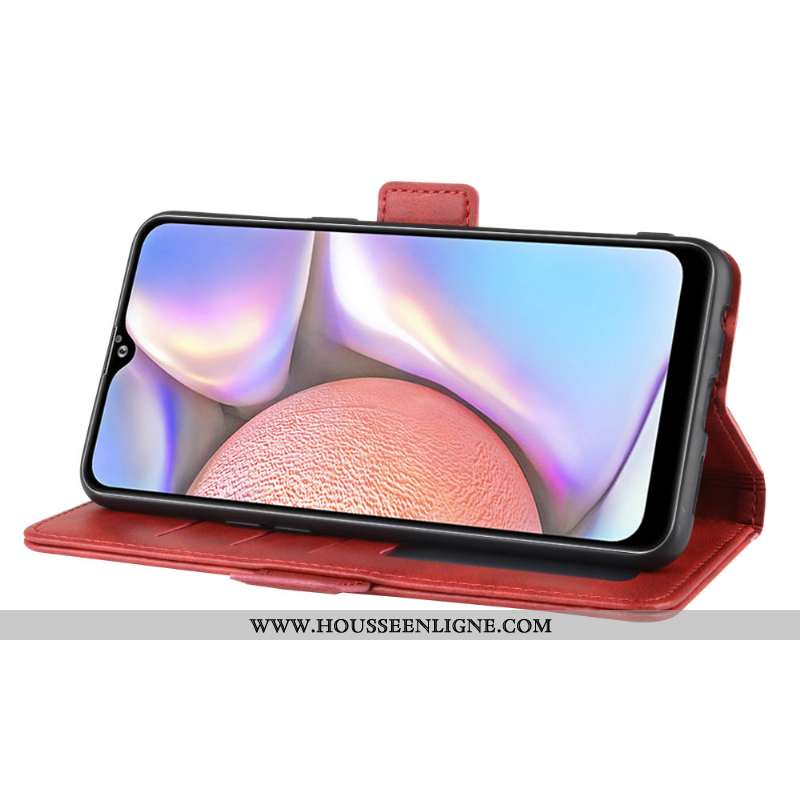 Housse Samsung Galaxy A10s Cuir Protection Business Étoile Une Agrafe Rouge Coque