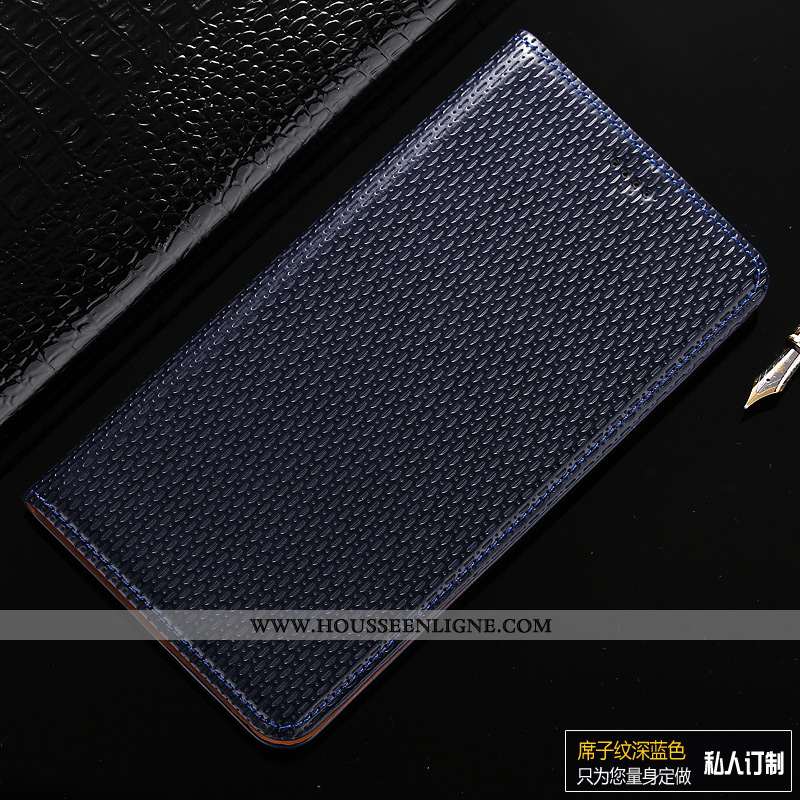 Housse Samsung Galaxy A10s Cuir Véritable Modèle Fleurie Incassable Bleu Marin Téléphone Portable Ét