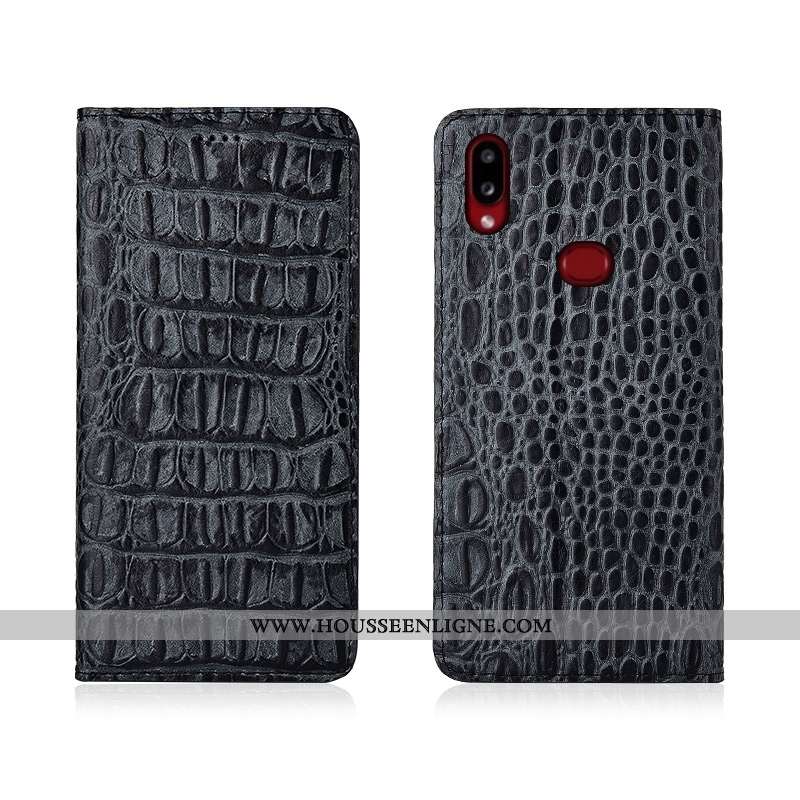 Housse Samsung Galaxy A10s Cuir Véritable Tendance Nouveau Fluide Doux Incassable Silicone Bleu