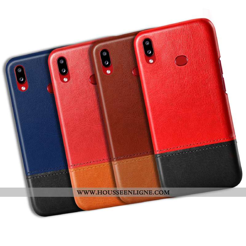 Housse Samsung Galaxy A10s Cuir Épissure Coque Rouge Difficile Étoile Qualité