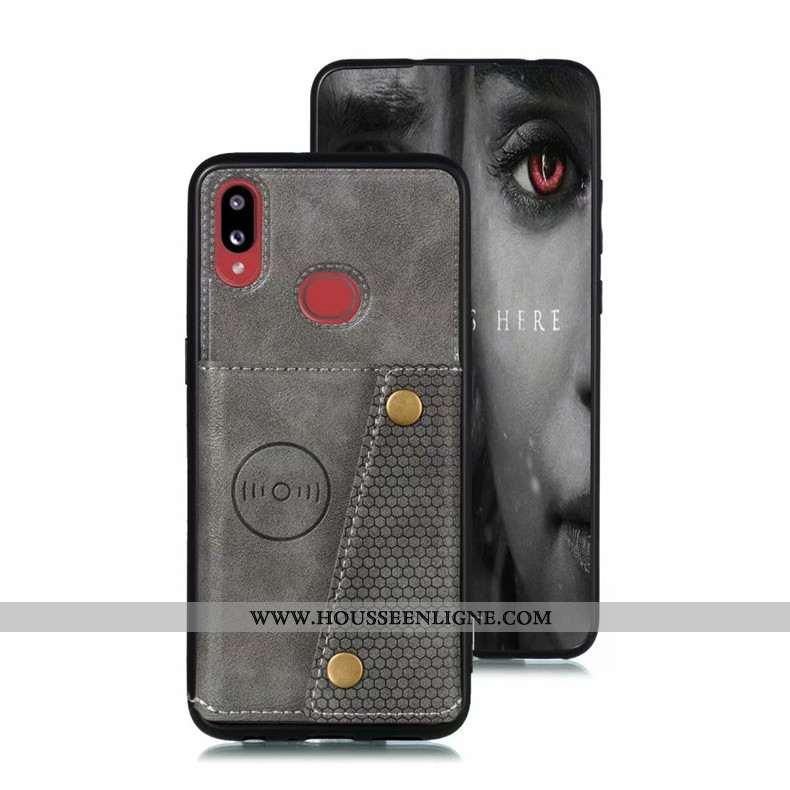 Housse Samsung Galaxy A10s Fluide Doux Gris Étui Carte Tout Compris Téléphone Portable Étoile