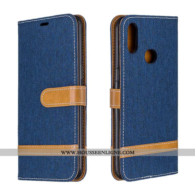 Housse Samsung Galaxy A10s Protection Portefeuille Étui Cuir Tendance Bleu Marin Bleu Foncé