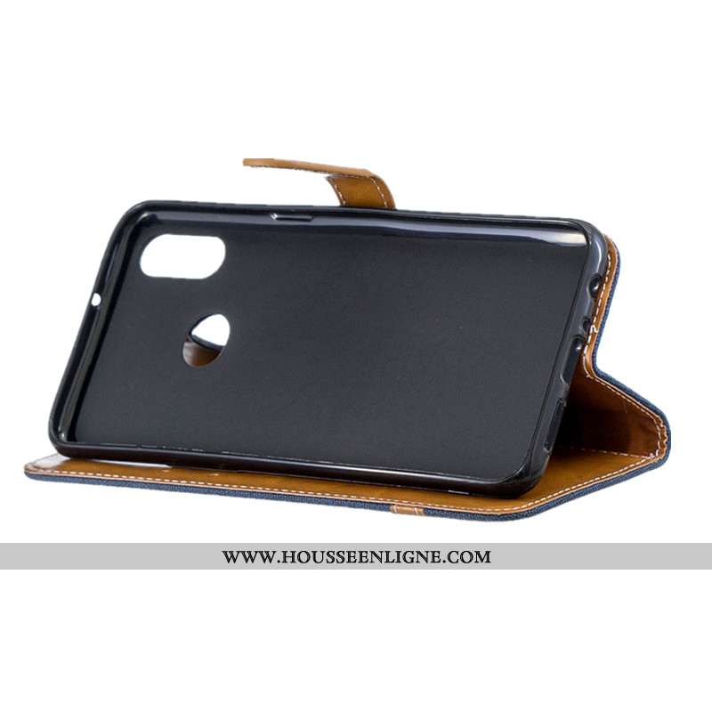 Housse Samsung Galaxy A10s Protection Portefeuille Étui Cuir Tendance Bleu Marin Bleu Foncé