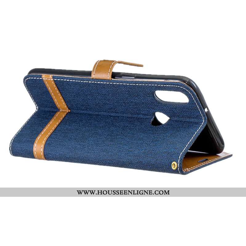 Housse Samsung Galaxy A10s Protection Portefeuille Étui Cuir Tendance Bleu Marin Bleu Foncé