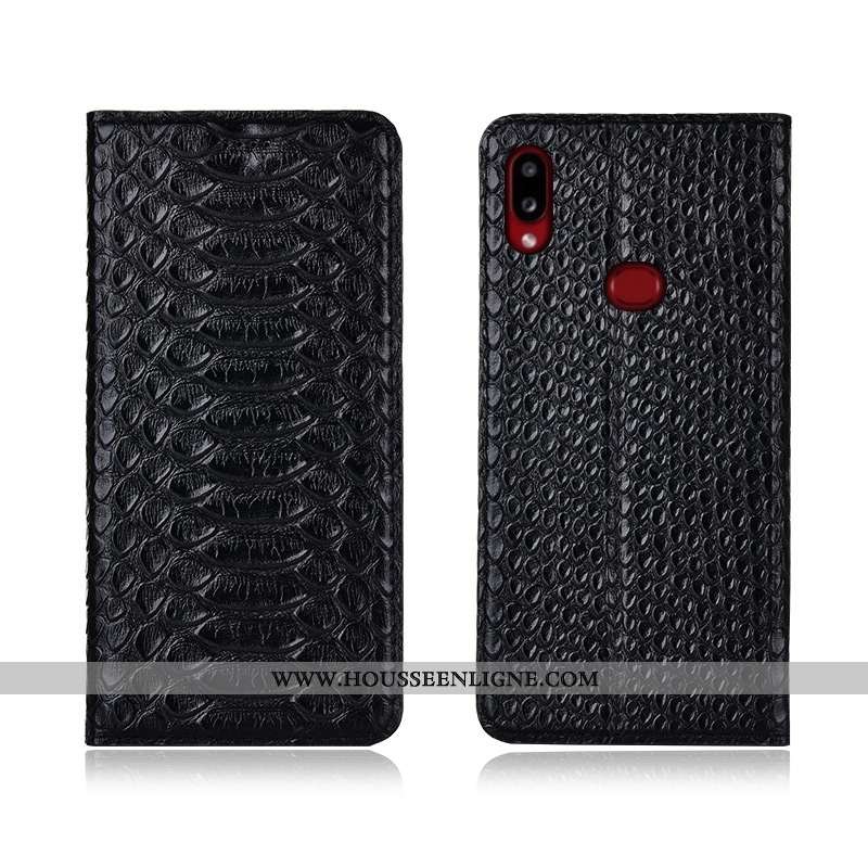 Housse Samsung Galaxy A10s Silicone Protection Délavé En Daim Téléphone Portable Noir Cuir Véritable