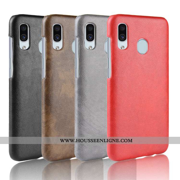 Housse Samsung Galaxy A20e Cuir Modèle Fleurie Téléphone Portable Rouge Litchi Difficile Étoile